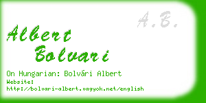albert bolvari business card